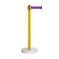 Montour Line Stanchion Belt Barrier WaterFillable Base Yellow Post 7.5ftPurple Belt MSW630-YW-PE-75